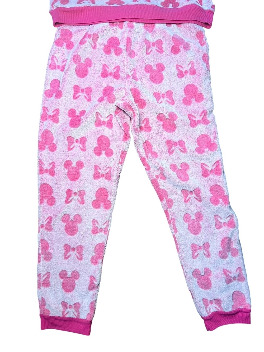 Disney Minnie Mouse Fleece Pajama Set Large Pink Plush Loungewear PJ Pants Top - Picture 6 of 9